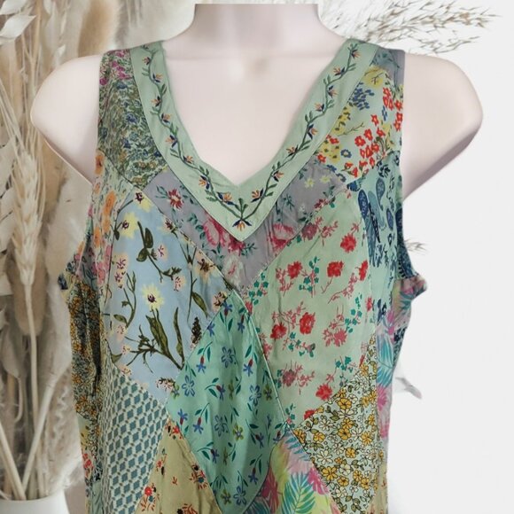 SALE! NWT Diamond Patchwork Tank Top w/ Embroidery - Picture 8 of 9
